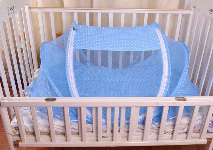 Ensemble de 2 moustiquaires pliables pour lit de bébé avec oreiller