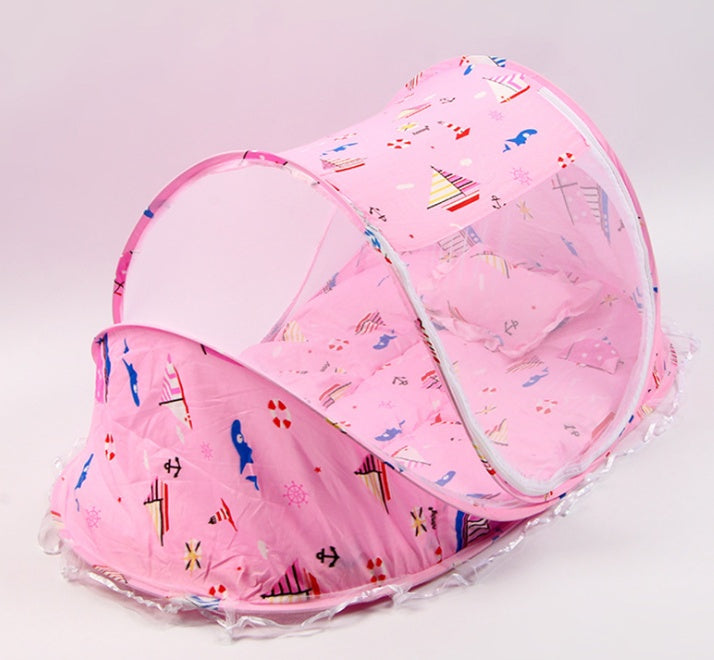Ensemble de 2 moustiquaires pliables pour lit de bébé avec oreiller