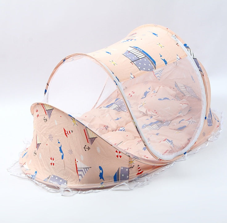 Ensemble de 2 moustiquaires pliables pour lit de bébé avec oreiller
