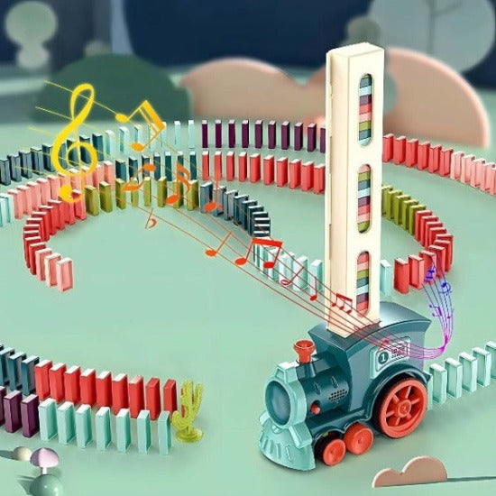 Qian Enfants Domino Train Set Jeu de blocs de construction Bricolage  interactif Jouet Domino pour enfants