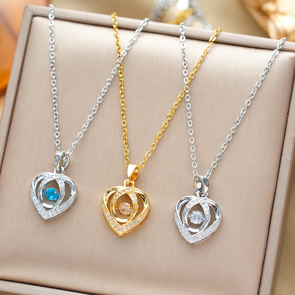 Dazzling Rhinestone Heart Necklace