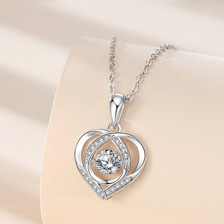 Women Luxury Love Rhinestones Necklace Jewelry Gift For Valentine&