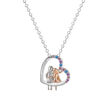 Collier Cœur Love Couple avec Rhinestones Colorés