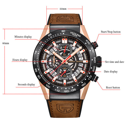 Sports Watch with Decorative Features and Calendar