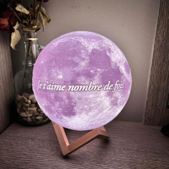 Lampe lunaire personnalisable multicolore avec gravure d&