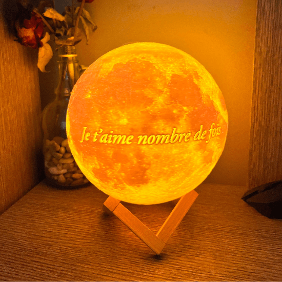 Lampe lunaire personnalisable multicolore avec gravure d&