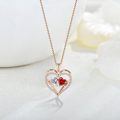 Double Love Necklace With Rhinestones Fashion Personality Heart-shaped Necklace