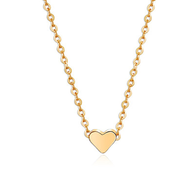 Simple Fashion Gold Color Double-sided Love Pendant Necklaces