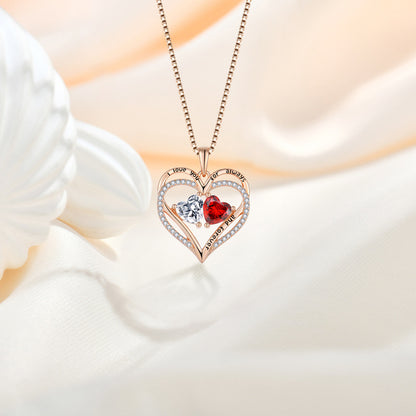 Double Love Necklace With Rhinestones Fashion Personality Heart-shaped Necklace