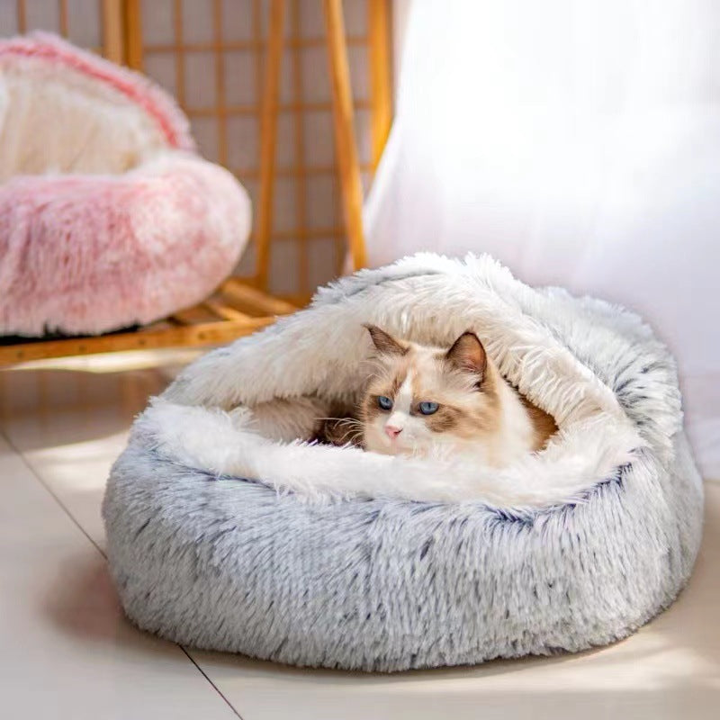 Luxurious Semi-Enclosed Pet Bed for Cats and Small Dogs