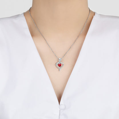 Rose Heart-shaped Necklace With Rhinestones Fashion