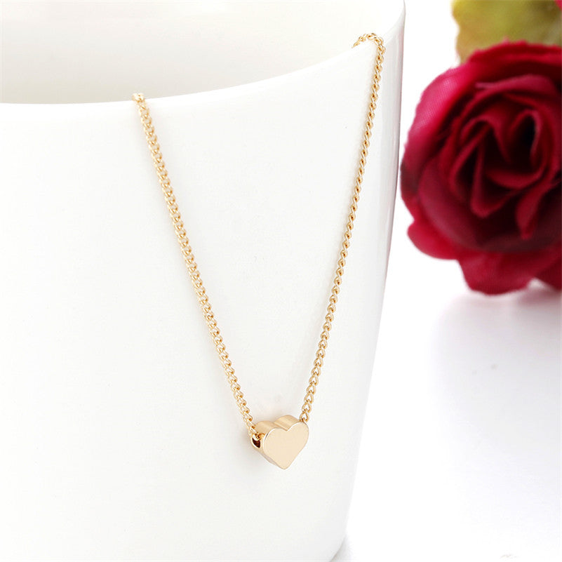 Simple Fashion Gold Color Double-sided Love Pendant Necklaces