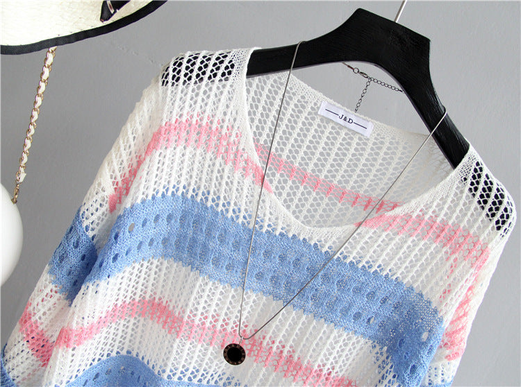 Striped Sweater Loose Sunscreen Clothes Women sweater loose supergoop sunscreen