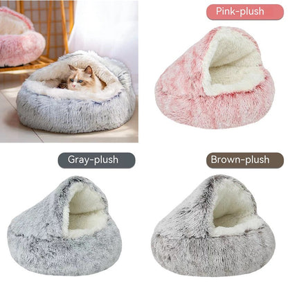 Luxurious Semi-Enclosed Pet Bed for Cats and Small Dogs