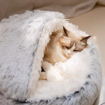 Luxurious Semi-Enclosed Pet Bed for Cats and Small Dogs