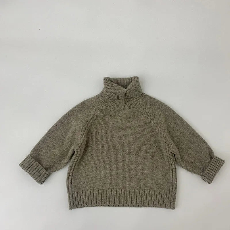 Winter New Baby Turtleneck Sweater Children Clothing Tops 1-7 Year Boys Girls Knitted Pullover Korean Kids Toddler Boys Sweaters