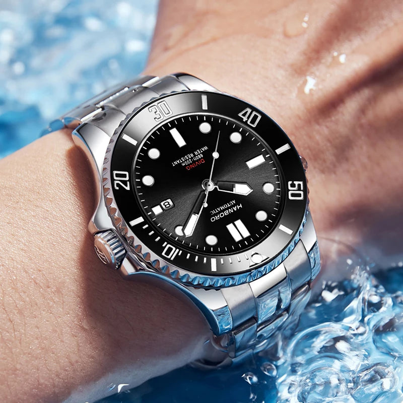 Automatic Mechanical Luxury Blackwater Ghost Man Diving Watch Luminous Pointer Imported Movement Stainless Steel Band Waterproof