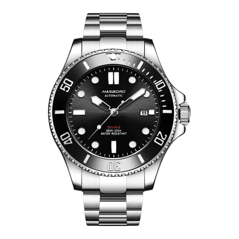 Automatic Mechanical Luxury Blackwater Ghost Man Diving Watch Luminous Pointer Imported Movement Stainless Steel Band Waterproof