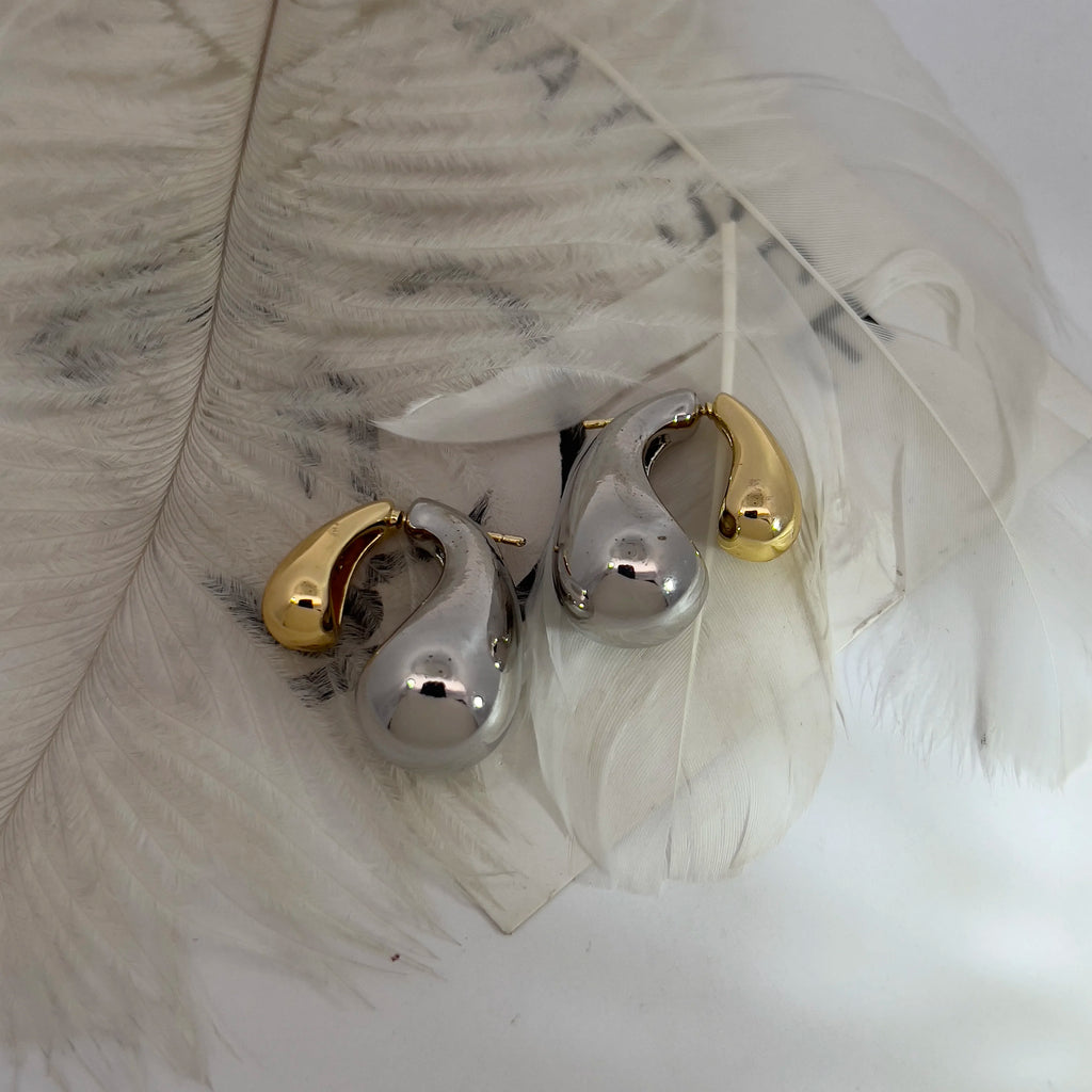 New Arrival Fashion Jewelry Gold and Silver Large Drop Earrings Chunky Hollow Out Unique Luxurious Metal Earrings Design