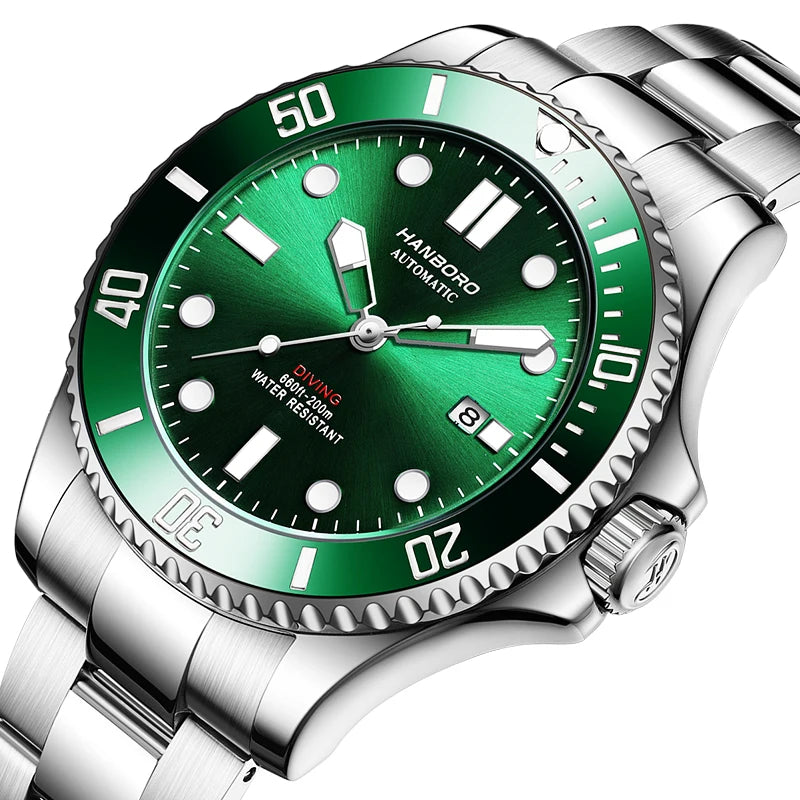 Automatic Mechanical Luxury Blackwater Ghost Man Diving Watch Luminous Pointer Imported Movement Stainless Steel Band Waterproof