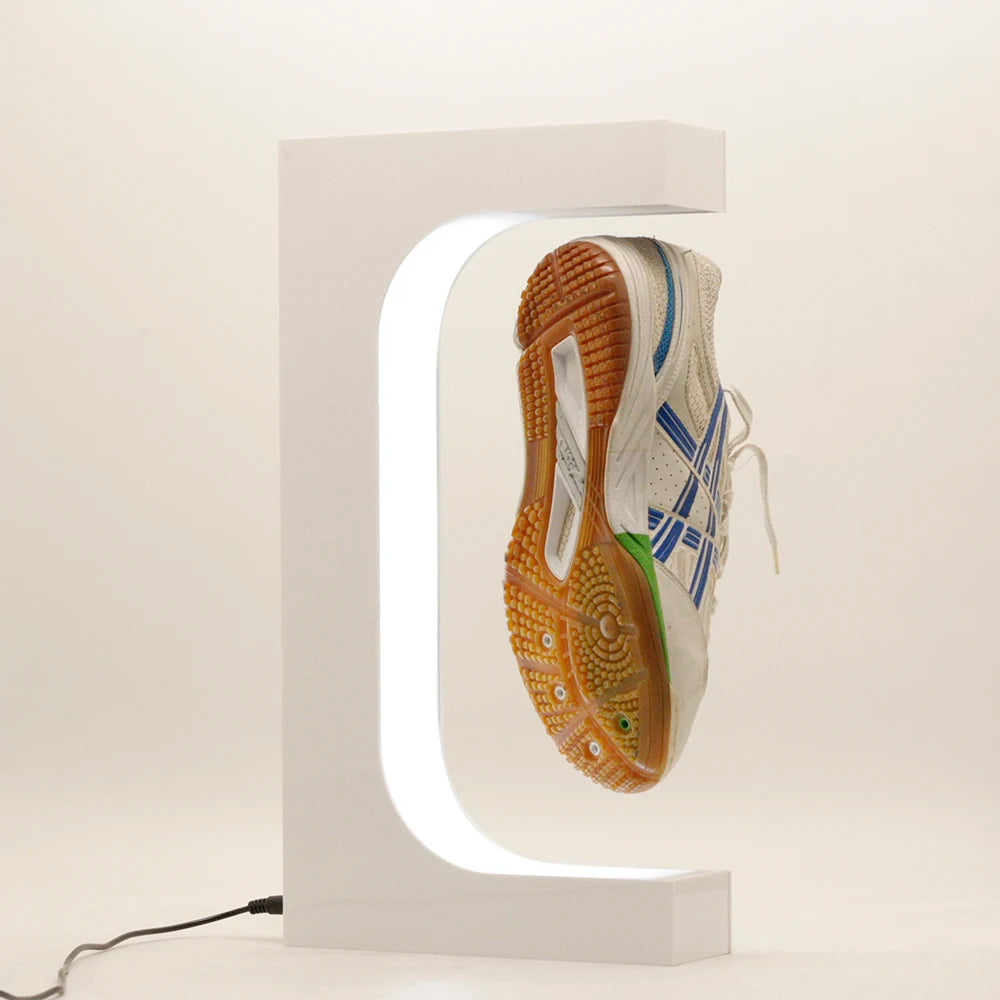 Floating Shoe Display Magnetic Levitation Sneaker Stand with LED Light Rotating Levitating Holder