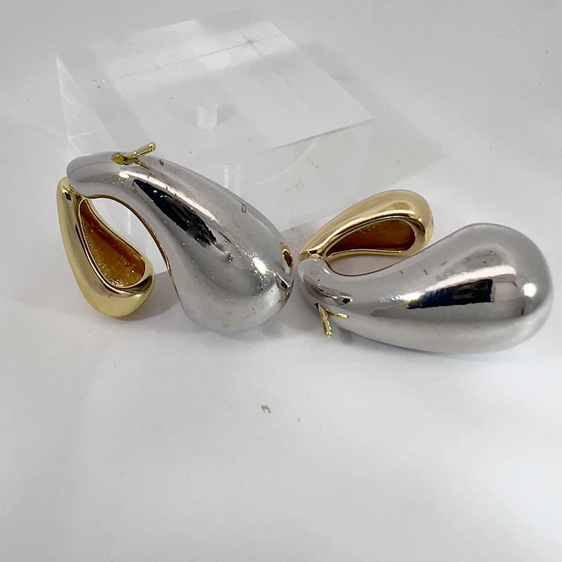 New Arrival Fashion Jewelry Gold and Silver Large Drop Earrings Chunky Hollow Out Unique Luxurious Metal Earrings Design