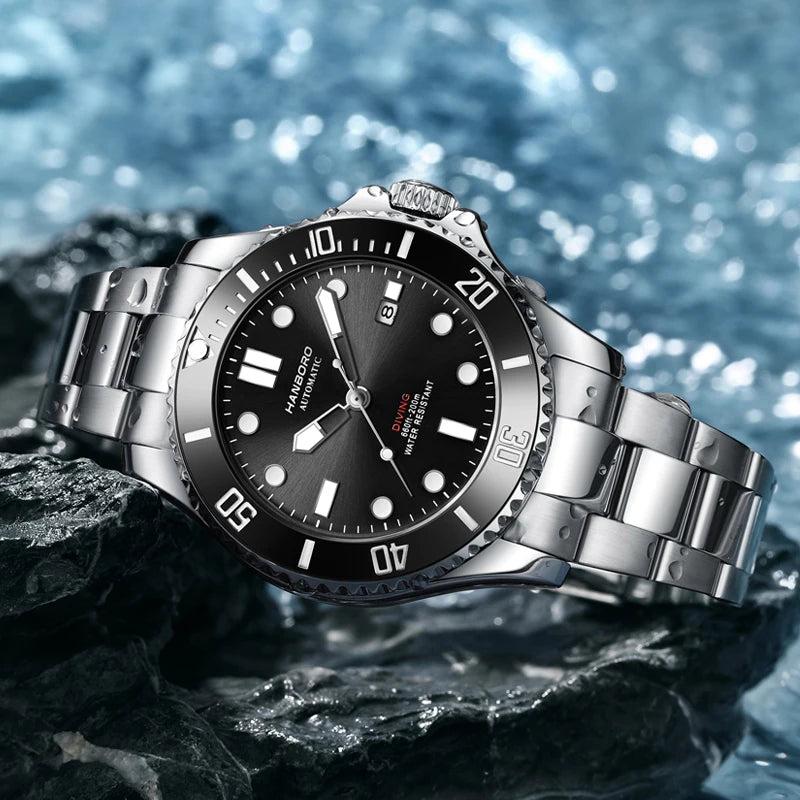 Automatic Mechanical Luxury Blackwater Ghost Man Diving Watch Luminous Pointer Imported Movement Stainless Steel Band Waterproof