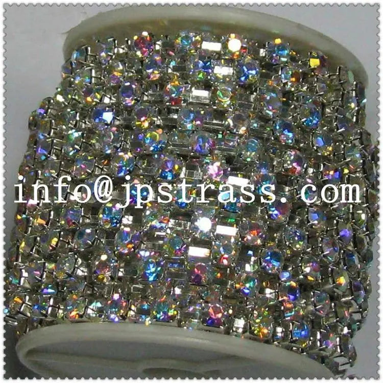 2024 Elastic Crystal Garment Accessories Silver & Gold Base Cup Chain with Rhinestone Trimming Adhesive Feature
