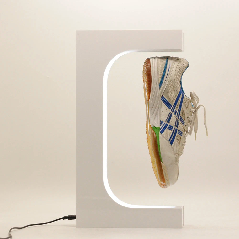 Floating Shoe Display Magnetic Levitation Sneaker Stand with LED Light Rotating Levitating Holder