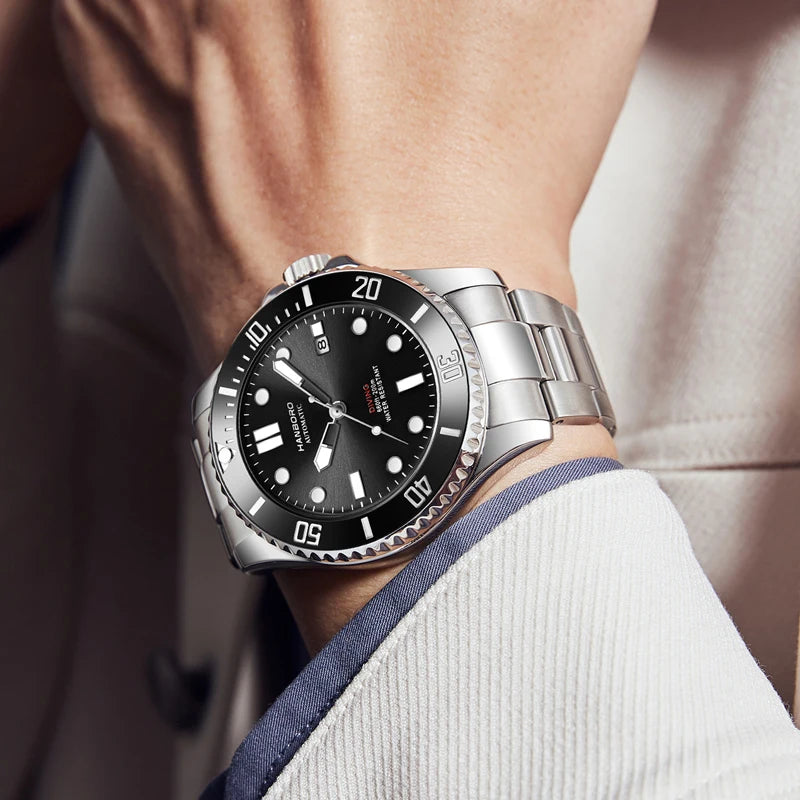 Automatic Mechanical Luxury Blackwater Ghost Man Diving Watch Luminous Pointer Imported Movement Stainless Steel Band Waterproof