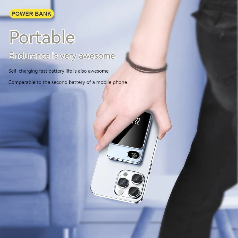 Sell Well  PD20W TYPE-C Quick Charge 5000mah Wireless 15W Fast Charge  Portable Mini 10000mAh Magnetic Q9 Powerbank for Phone