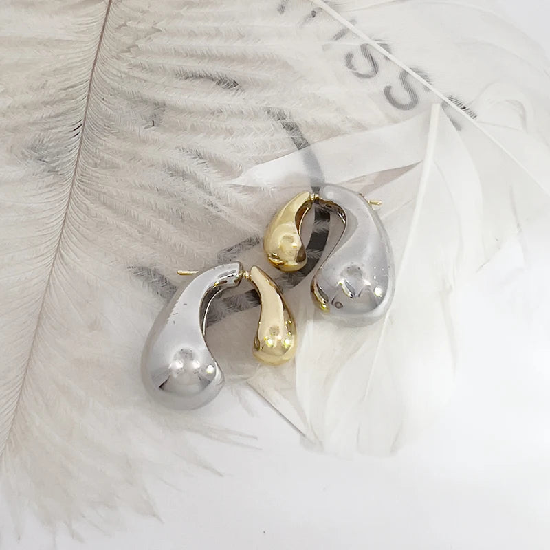 New Arrival Fashion Jewelry Gold and Silver Large Drop Earrings Chunky Hollow Out Unique Luxurious Metal Earrings Design