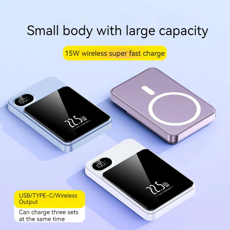 Sell Well  PD20W TYPE-C Quick Charge 5000mah Wireless 15W Fast Charge  Portable Mini 10000mAh Magnetic Q9 Powerbank for Phone