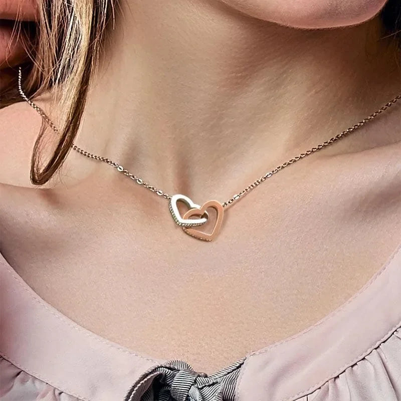 To My Amazing Mom Mother Gift Necklace 2024 New Fashion Jewelry Love Double Heart Pendant Necklaces Birthday Dropshipping