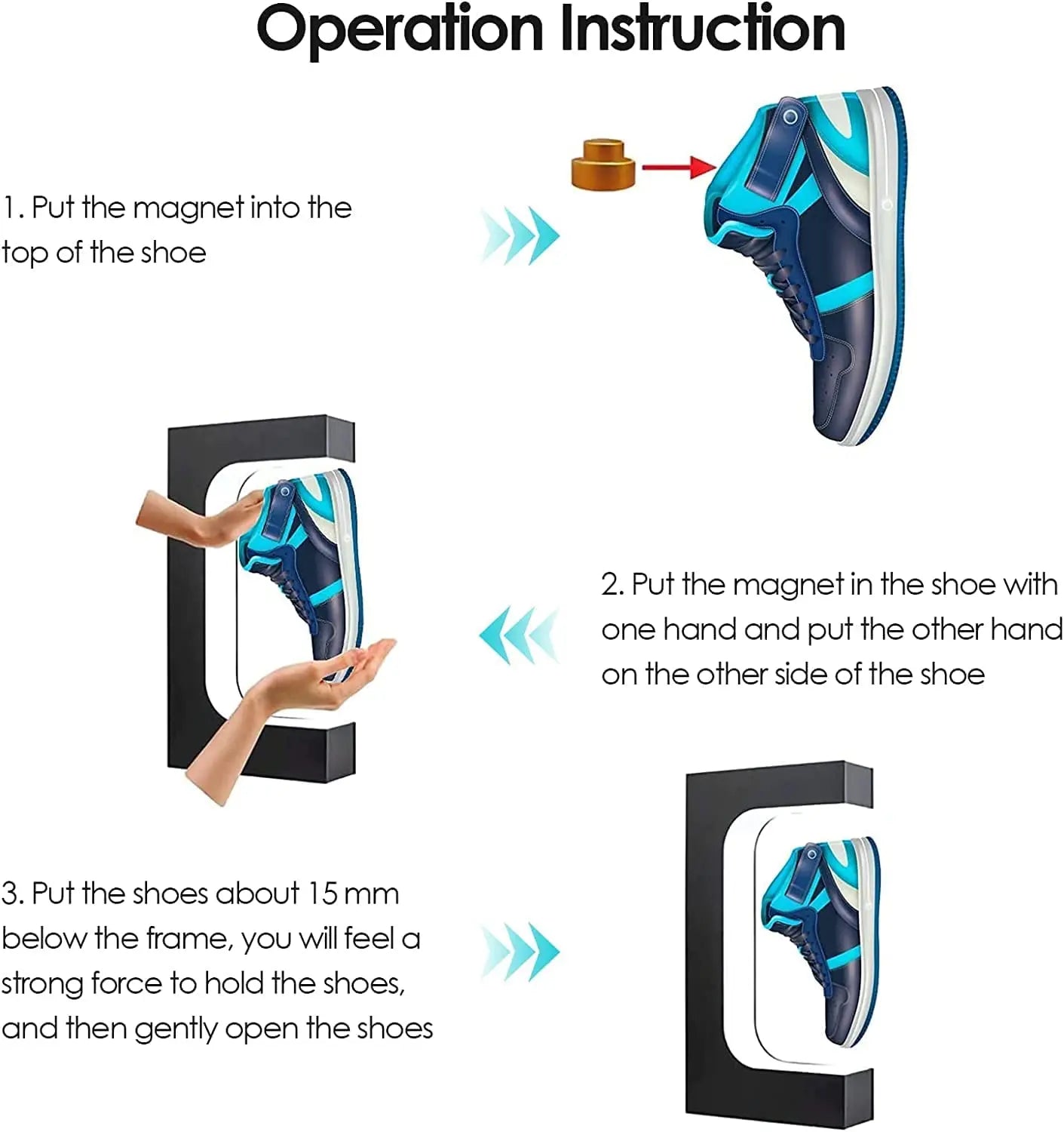 Présentoir de Chaussures Flottant, Étagère Magnétique avec Lumière LED, Support en Acrylique Rotatif pour Publicité