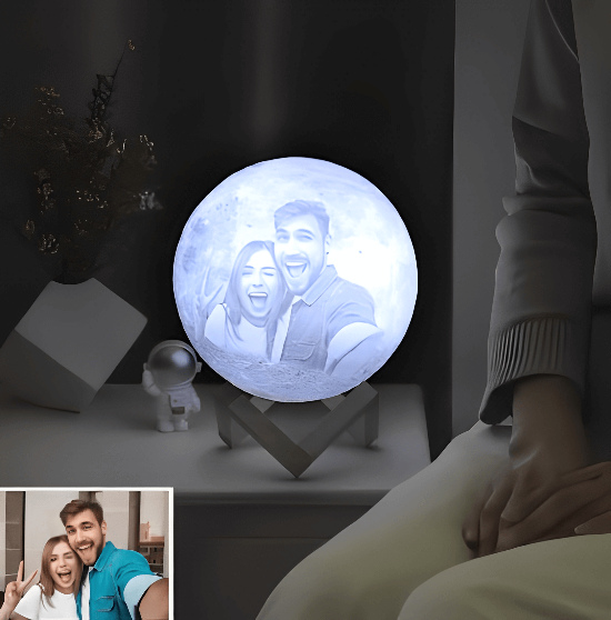 Lampe lunaire personnalisable multicolore avec gravure d&