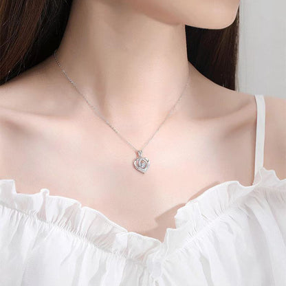 Women Luxury Love Rhinestones Necklace Jewelry Gift For Valentine&