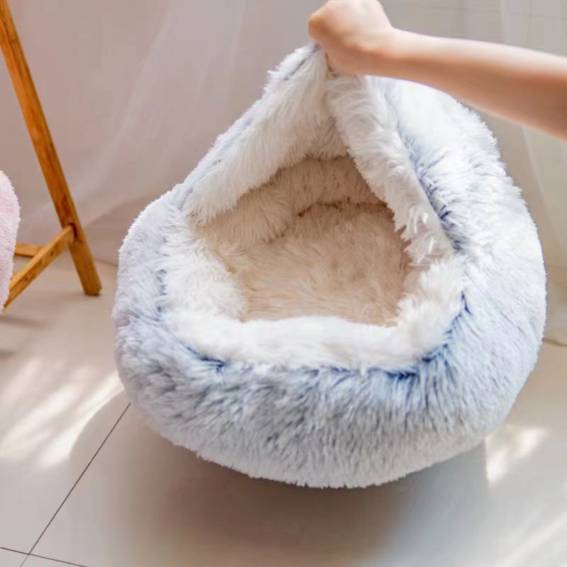 Luxurious Semi-Enclosed Pet Bed for Cats and Small Dogs