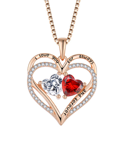 Double Love Necklace With Rhinestones Fashion Personality Heart-shaped Necklace