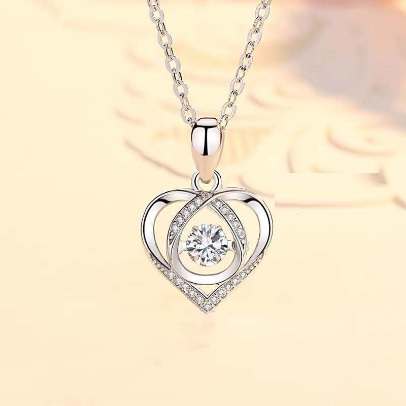 Women Luxury Love Rhinestones Necklace Jewelry Gift For Valentine&