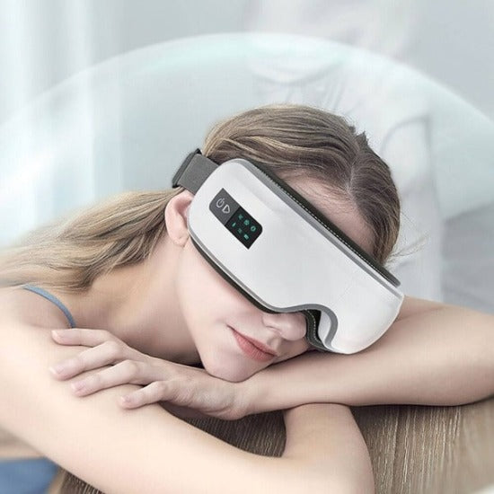 Soulagez migraines, insomnie et fatigue oculaire avec le Masseur pour les Yeux Quebekado. Cet appareil intelligent utilise chaleur, acupression et vibrations pour un confort visuel retrouvé. Profitez d'une technologie avancée de compression d'air et de massage percussif, d'un design confortable avec haut-parleurs Bluetooth et d'une batterie durable